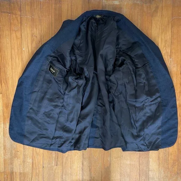 Vintage Mens Wool Blazer Size 44 1980s Fully Canvassed Sport Coat Jacket Blue